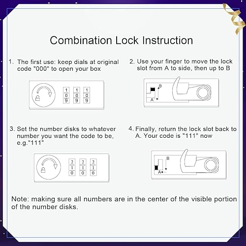 Miniatura 8 de Caja de efectivo grande con cerradura de combinación, caja de dinero de metal para efectivo, caja de bloqueo Lovndi con bandeja de dinero, caja de