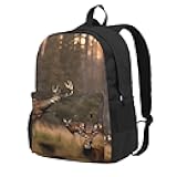 Longzehao Deer Hunting Print Casual Backpack for Men and Women,Large Capacity Travel Work Computer Backpacks