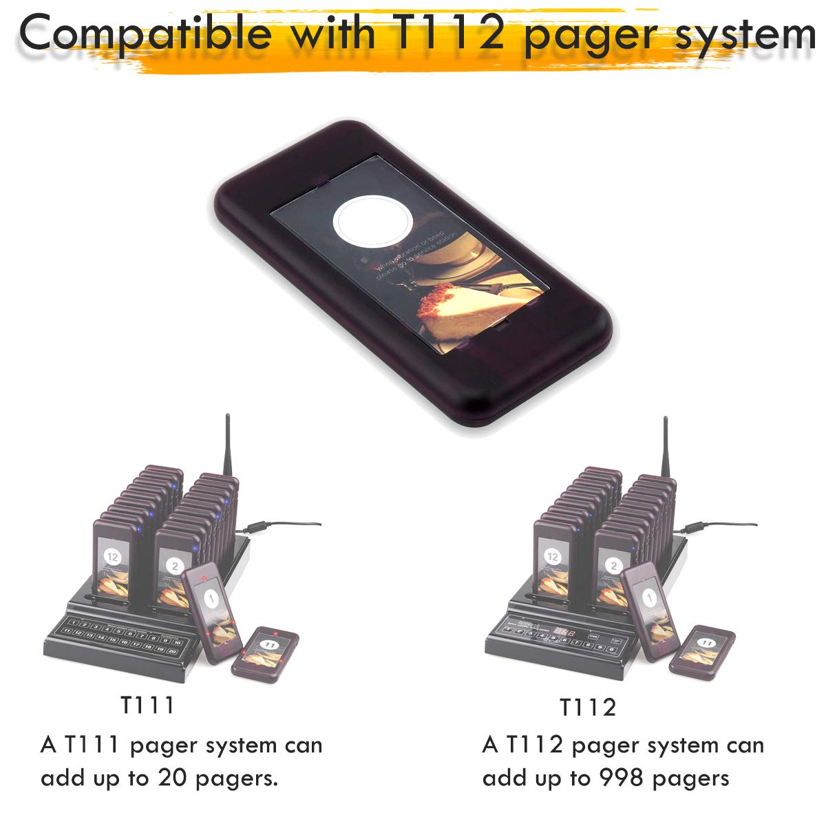 Retekess Pager Beeper Ricevitore Vibratore per Sistema Cercapersone Retekess T112 (Nero 5 Pezzi)