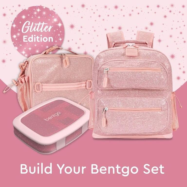Bentgo Kids 5-Compartment Lunch Box - Glitter Design for School, Ideal for Ages 3-7, Leak-Proof, Drop-Proof, Dishwasher Safe, & Made with PFAS & BPA-Free Materials (Glitter Edition - Petal Pink) - Image 6