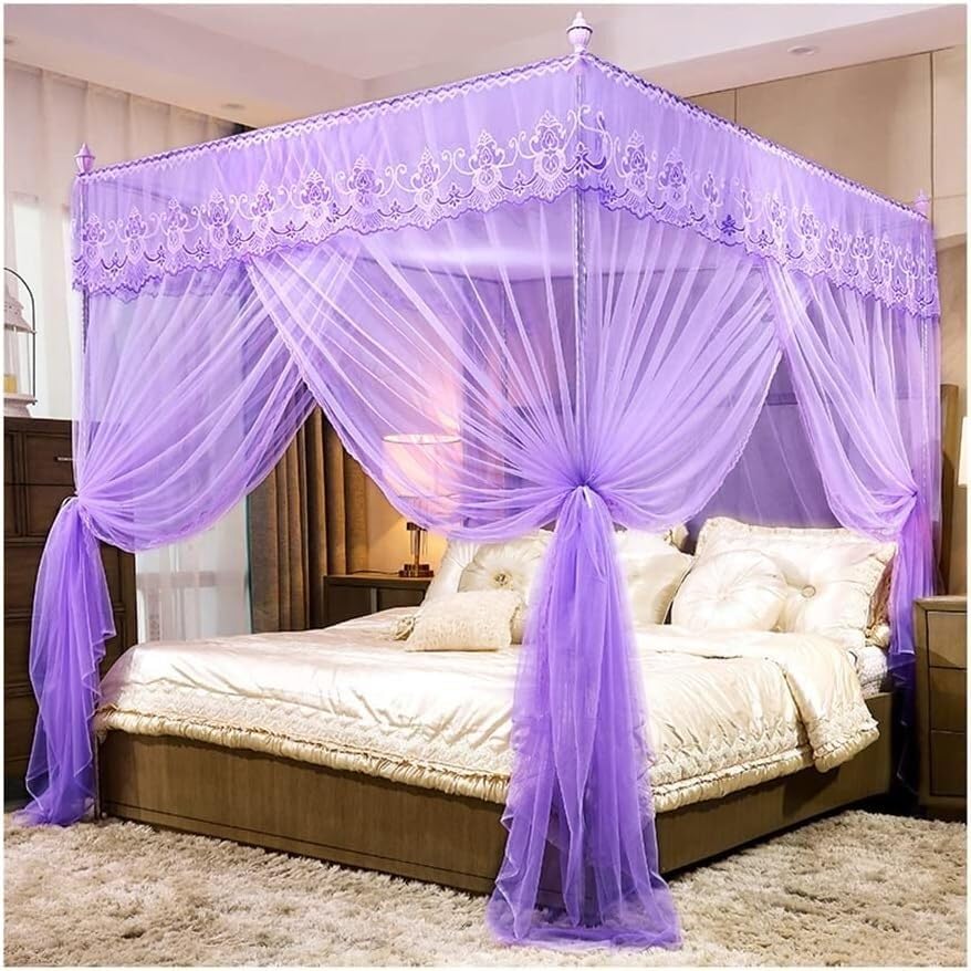 Rideau de lit moustiquaire protection anti-insecte et deco dentelle