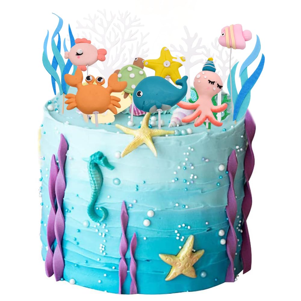 Décorations Gâteau Thème Océan - Toppers Étoiles De Mer, Coquillages, Coraux - Pour Anniversaire, Baby Shower
