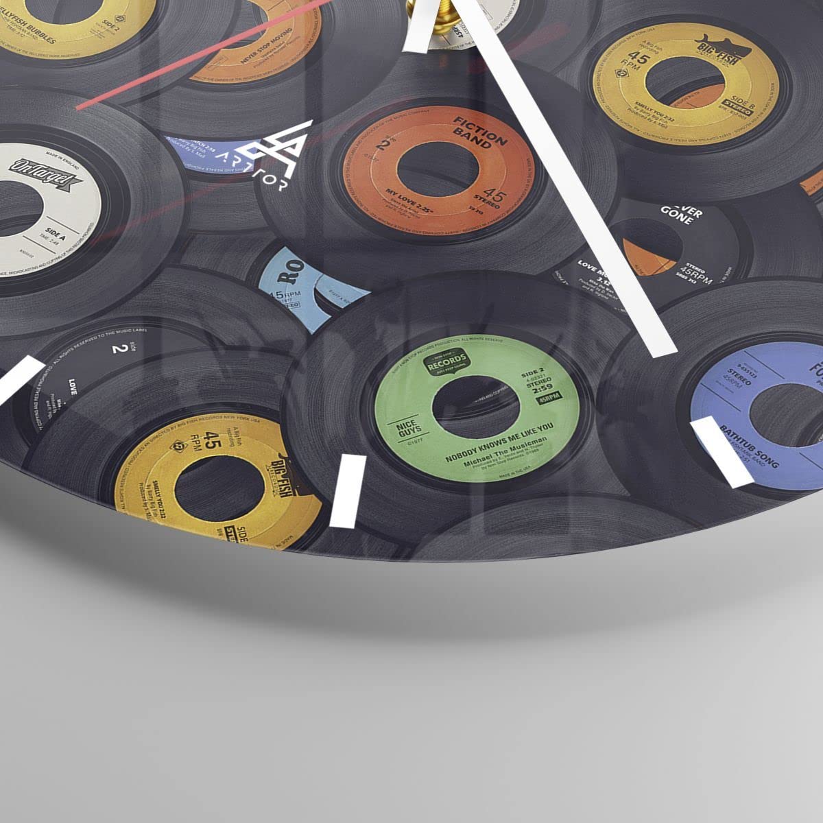 Moderno Reloj de Vidrio 40x40cm Redondo Decorativo Cultura Música - 4185