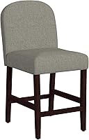 Vista 1 de HomePop Decoración del hogar Taburete tapizado con respaldo redondeado Taburetes de bar de 24 pulgadas Muebles decorativos para el hogar