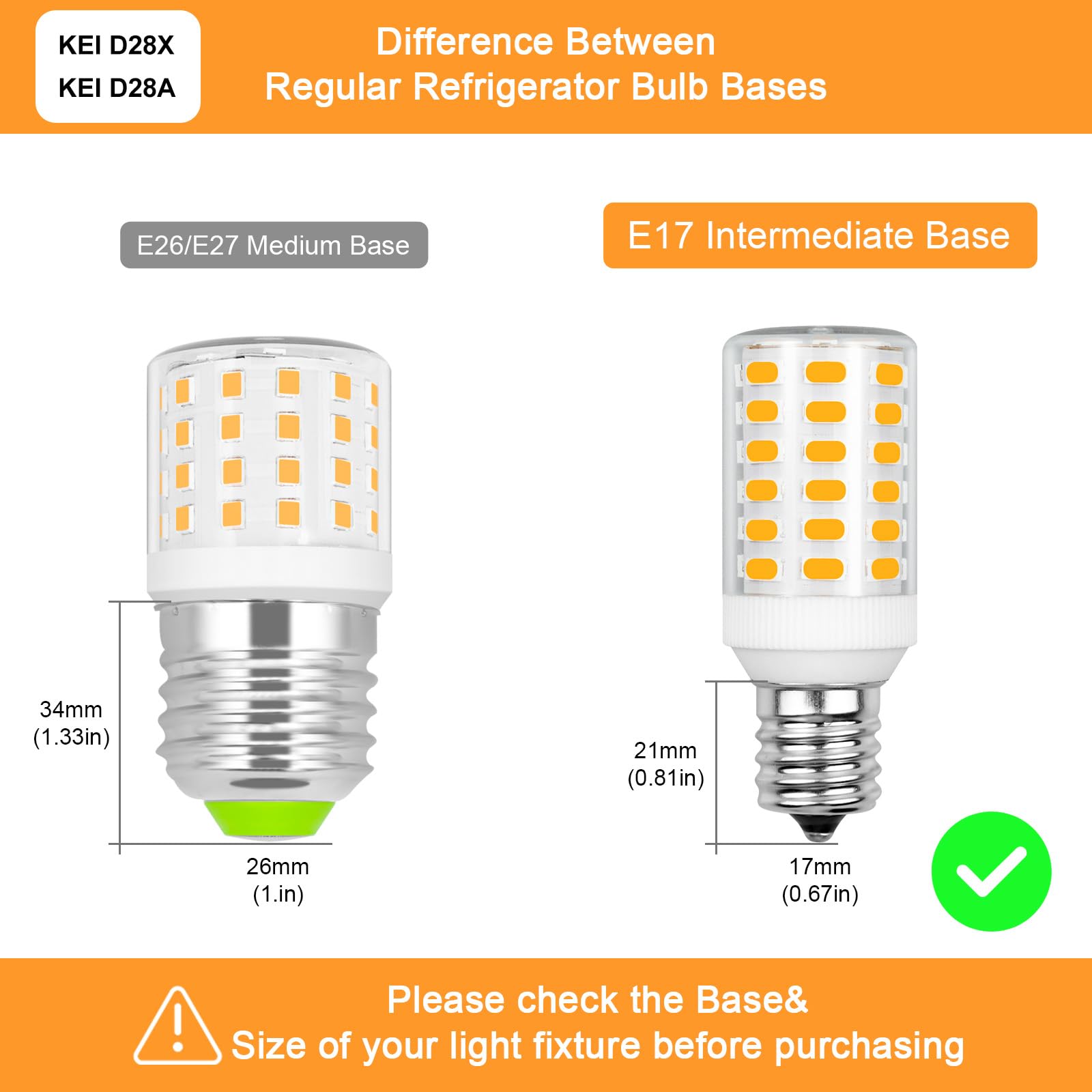 LFLAMPON Kei D28x Kel 2816x Refrigerator Bulb 3W AC100-265V