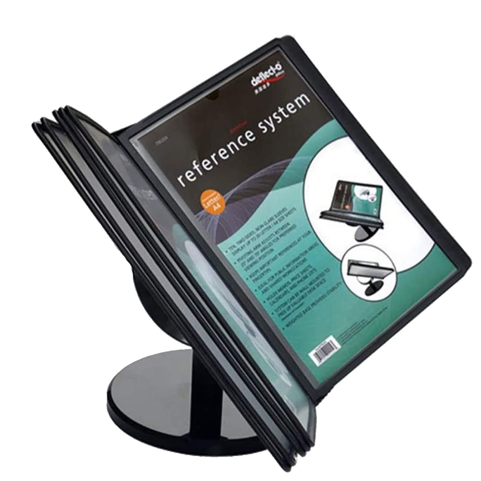 OLSKFUH Desktop Reference System - Desk Reference Organizer Catalog Display Rack 20 Page A4 Letter-Size Black Base,