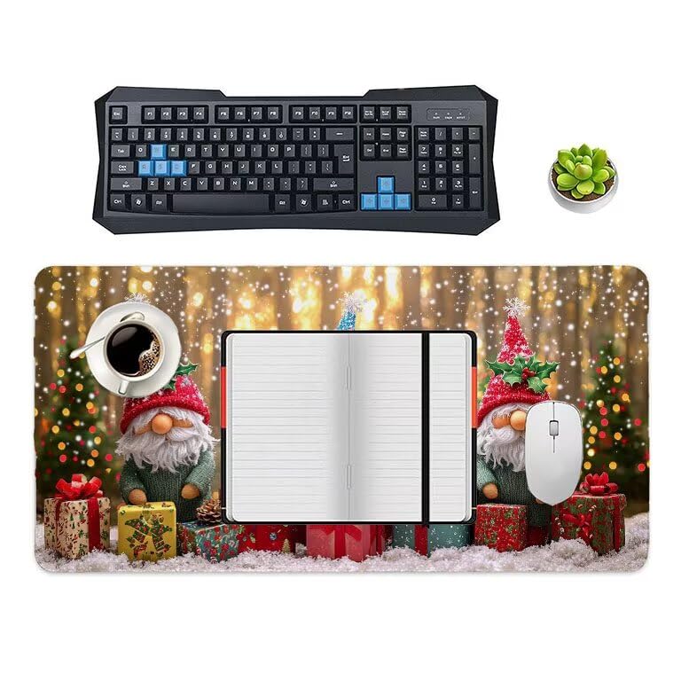 Tappetino Mouse Gaming XXL 1600 x 800 mm Tappetino Antiscivolo Sottomano Da Scrivania Per Mouse e Tastiera, Con Base In Gomma Antiscivolo, Lavabile, Mouse Pad Il nano di Natale, Regalo per Uomo L-873