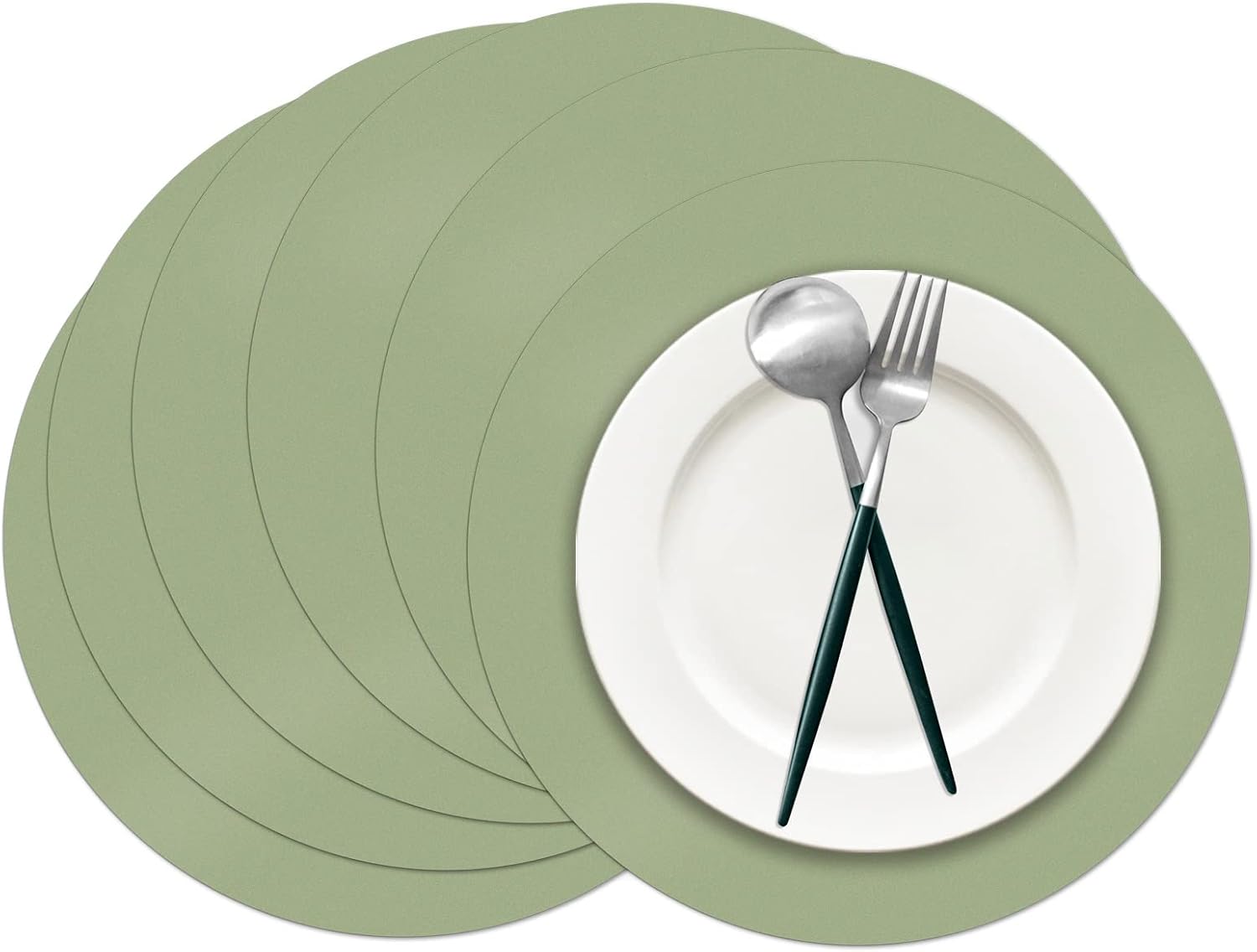 50 Pieces Sage Green Paper Place Mats Sage Round Disposable