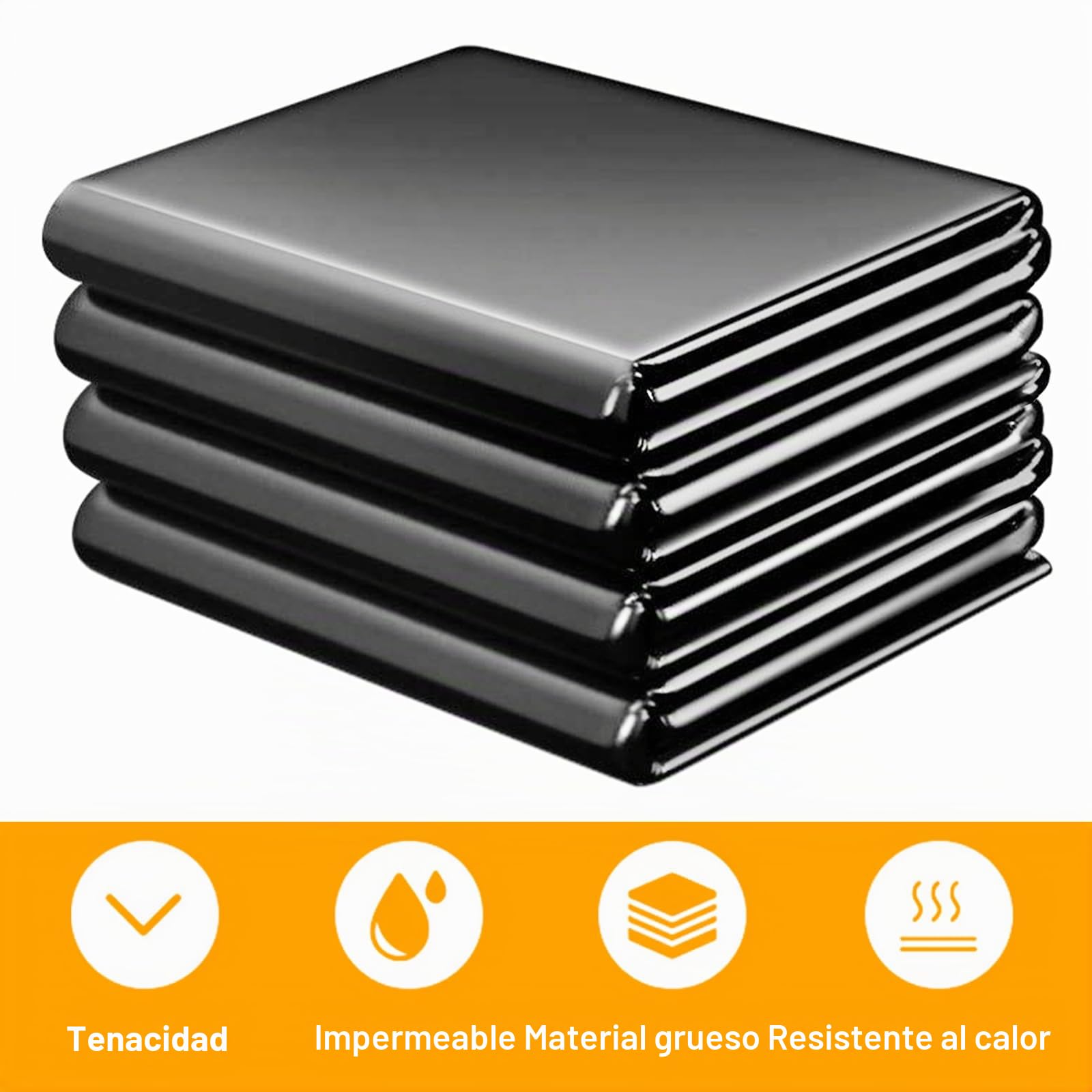 Forro de estanque, Forro de estanque 3x4m, Forro de estanque HDPE negro de alta resistencia, para flores, jardineros, invernaderos, estanques, selección de agua, UV estable