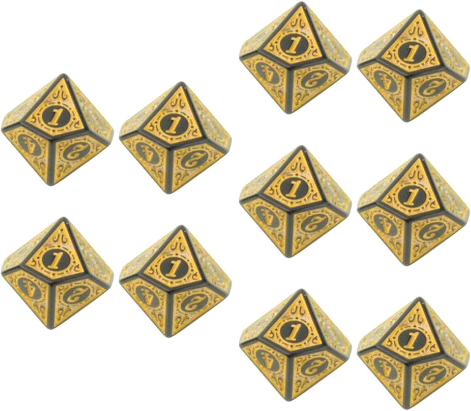 Set di Dadi da Gioco, 10 Pezzi di Giocattoli di intrattenimento poliedrici in Acrilico Gioco da Tavolo for Famiglie, Bianco (Color : Geel)