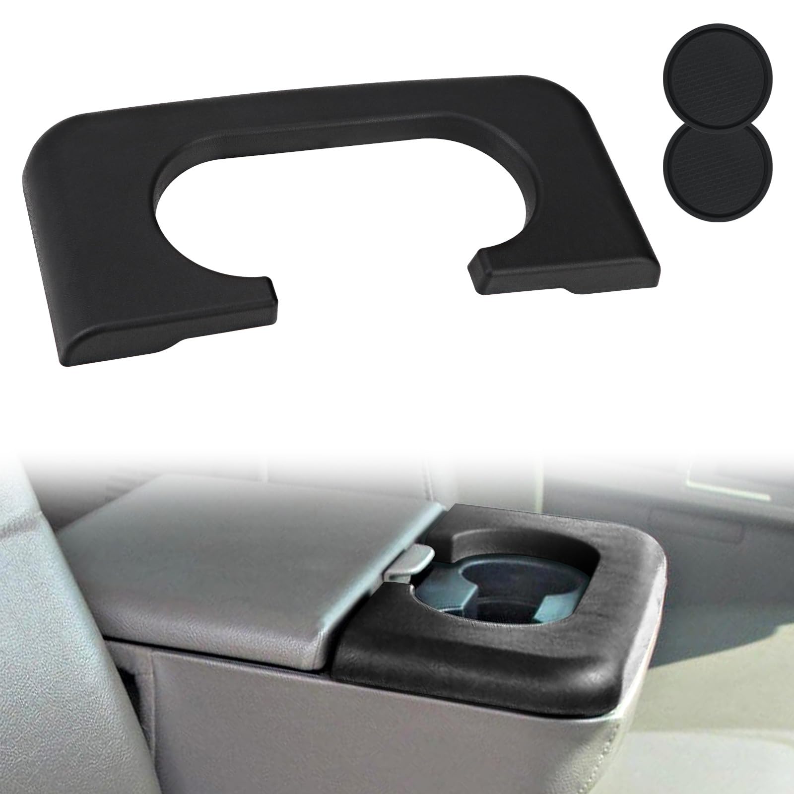 Center Console Cup Holder Replacement Pad Black Compatible with Ford F250 F350 F450 1999-2010 Center Console Cup Holder Armrest