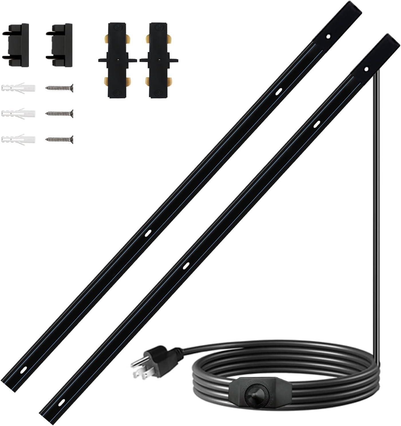 Black Extra Long H Type Track Lighting Rails Kit with Dimmer Switch for Large Areas 19.7FT Track Lighting System Single Circuit 3-Wire-1 H Track Rail with 4 I Connectors, Made of Aluminum