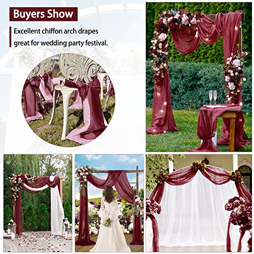 Wedding Arch Draping Fabric, 1 Panel 18Ft Burgundy Sheer Backdrop Curtain Chiffon Fabric Drapery Sheer Voile Scarf Draping Panels For Wedding Archway Ceremony Curtain Valance Party Decoration #TOP6