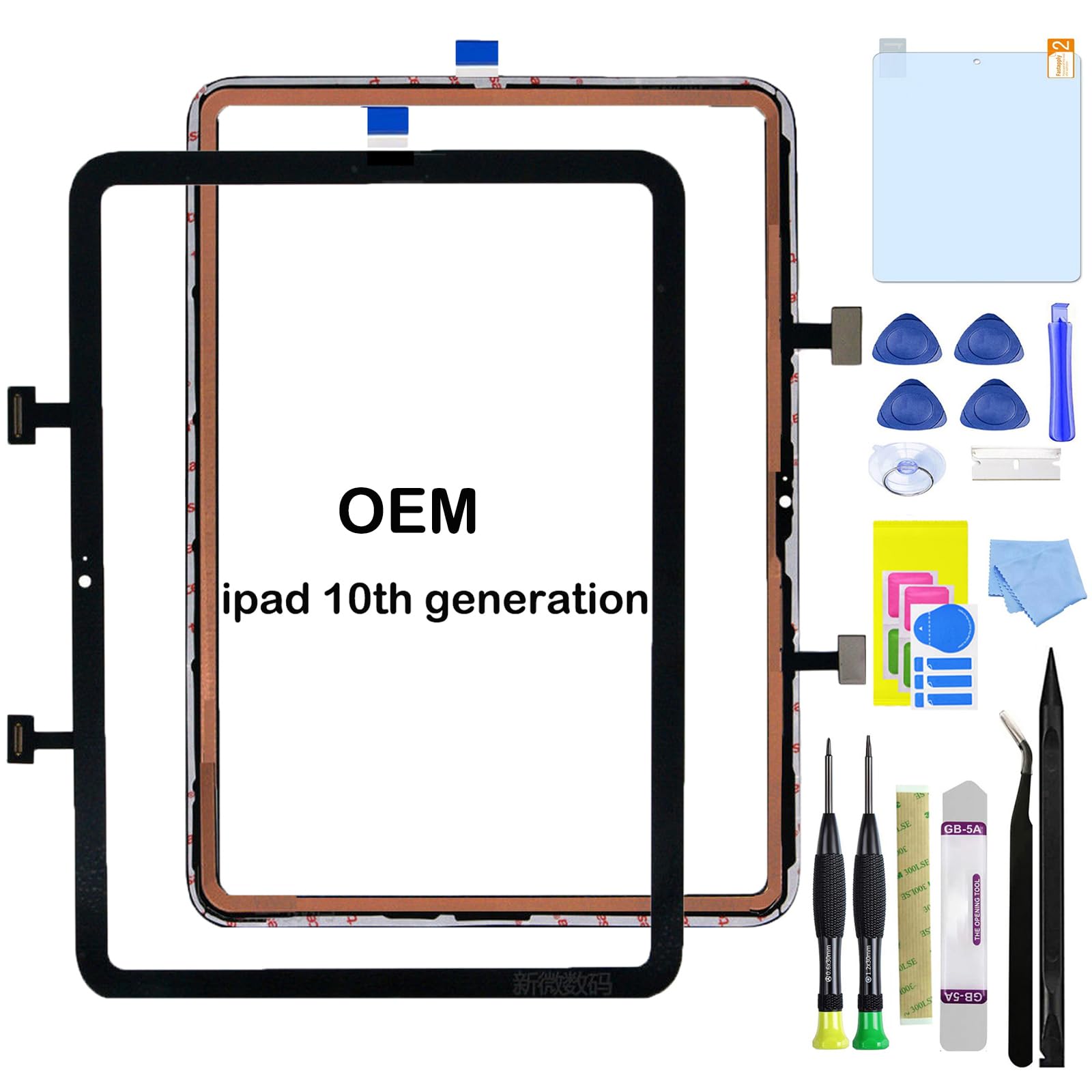 for iPad 10 (10th Generation) Screen Replacement, OEM Digitizer Touch Glass Replacement for ipad 10th Gen 10.9 inch (A2696, A2757, A2777,A3162,2022 Released) Retain Touch ID (NO LCD) ipad 10th(10.9 inch)