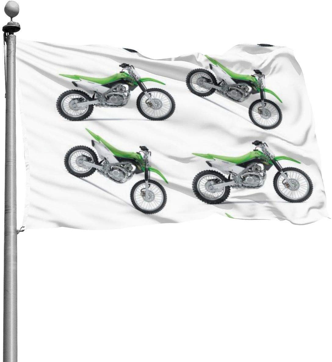 N/A Green Motorcycle Durable Yard Garden Flags Seasonal Home Decorative for Indoor & Outdoor (4x6 Ft)
