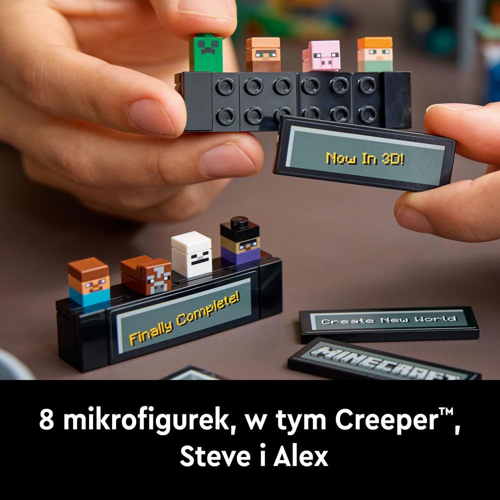 LEGO Minecraft Stół warsztatowy, Zestaw dla Dorosłych Fanów z Okazji 15-lecia Powstania Gry, Zawiera 8 Postaci, w tym: Steve, Alex i Moby, Pomysł na Prezent dla Gracza, dla Mężczyzny i Kobiety, 21265