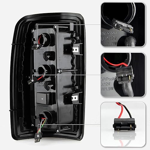 Miniatura 3 de ACANII - Para Chevy Suburban Tahoe GMC Yukon 2000-2006 con tubo LED, luces traseras LED completas, montaje de lámparas de freno izquierda+derecha