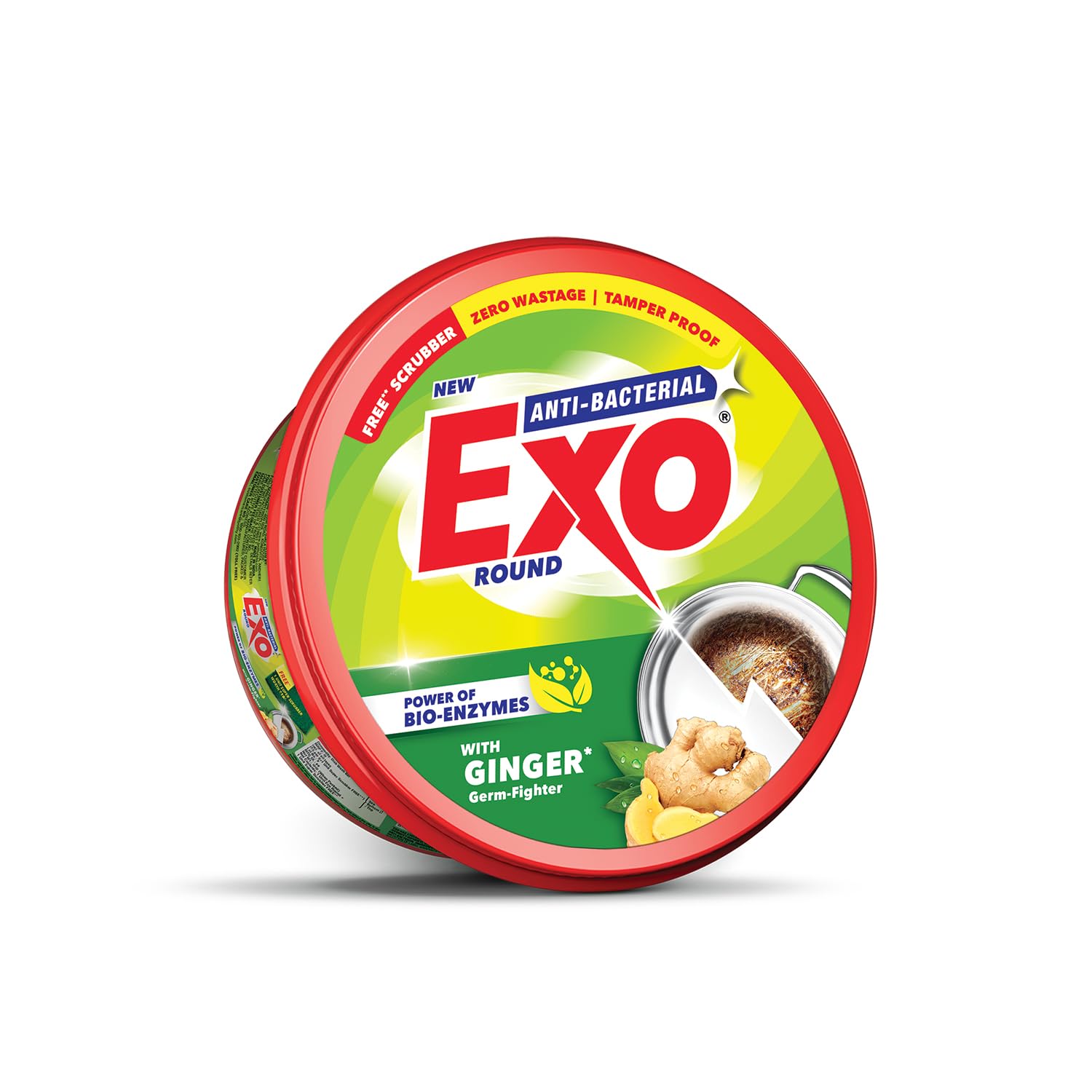 Exo Round Dishwash Bar 500gm | Complete Dishwashing Solution With Anti-Bacterial Efficacy & Goodness of Ginger Remove Tough Grime Stains With Ease | Experience Hygienic & Superior Cleaning