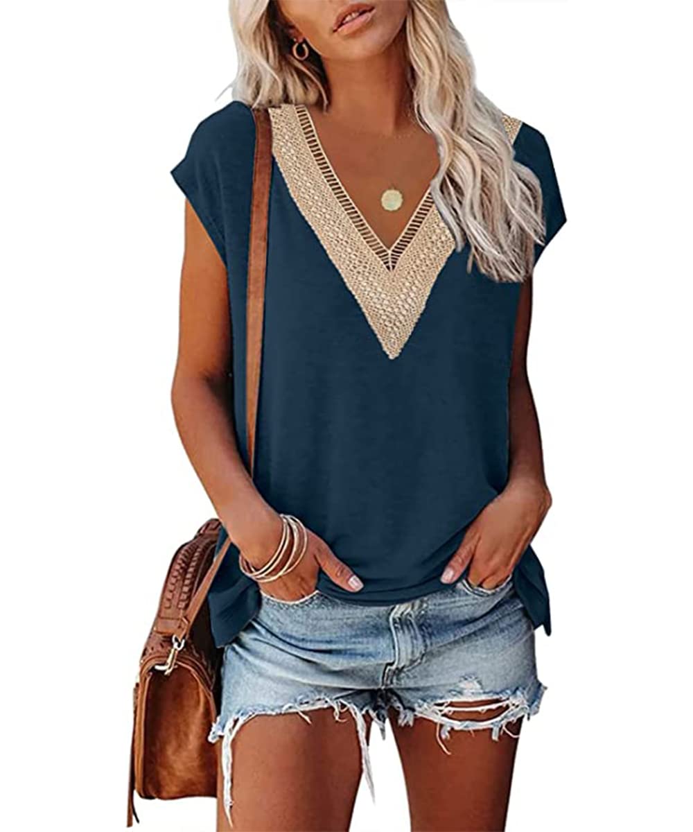 GRMLRPT 2024 Camisa Manga Corta Mujer Verano Moda Algodón y Lino Elegante Blusa Cuello en V Color Sólido Camiseta Suelto Tops Casual T-Shirt(Multicolor,S-XXL)