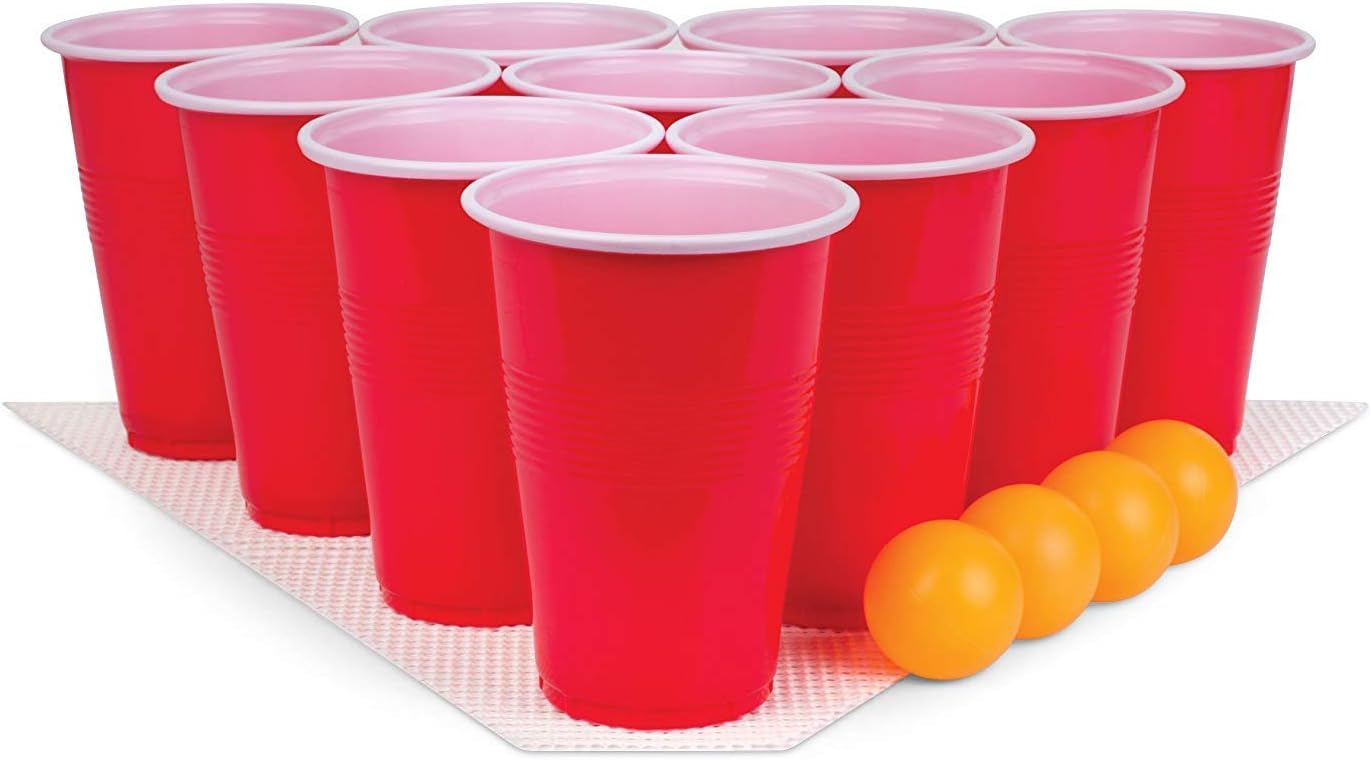 Wanna Party Pack of 20 Game Pong Glasses Red Color/Pong Cups with a Ball.Fun Games perfect for Bachelors/Bachelorette Party/Cocktail Party