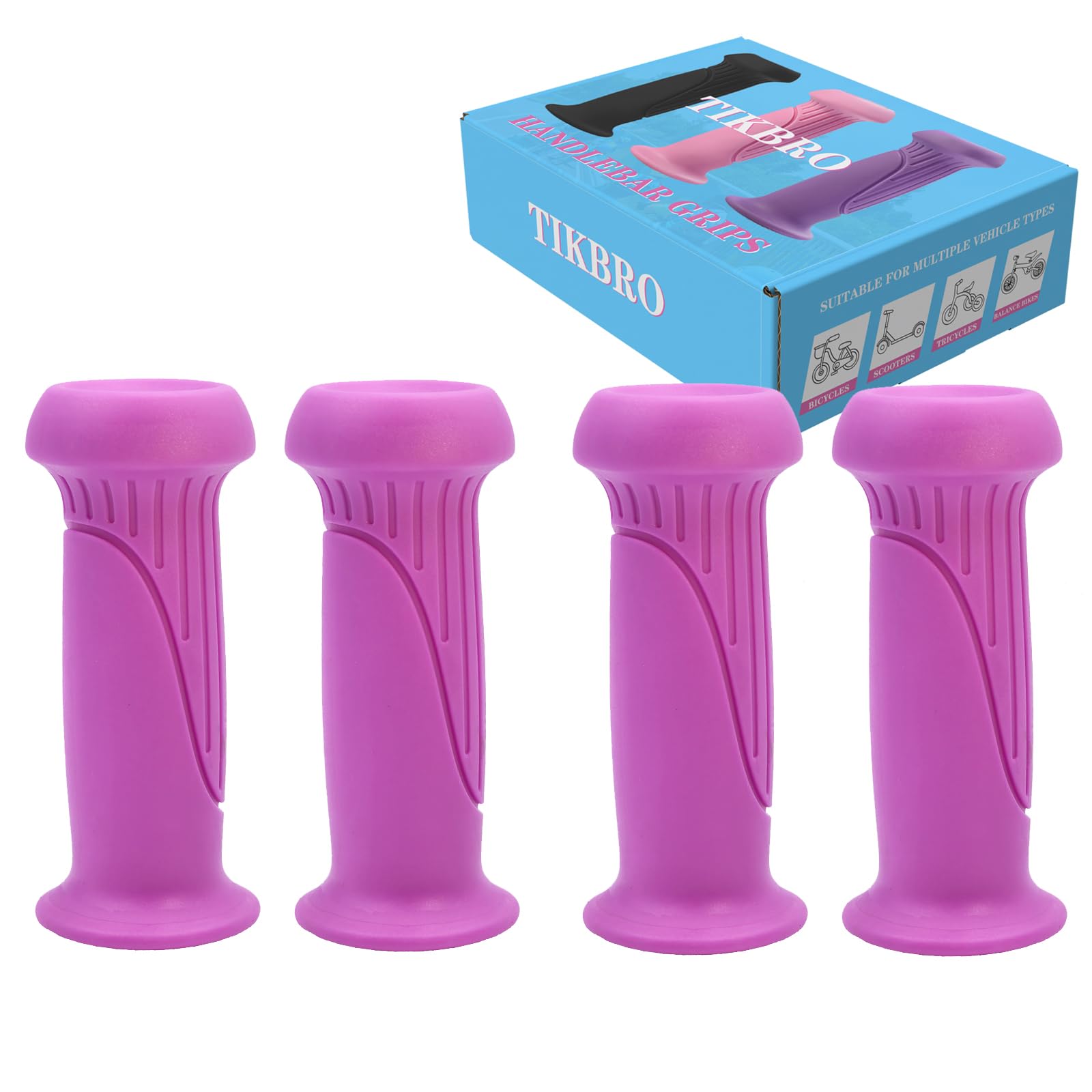 TIKBRO Bike Handlebar Grips for Kids – Non-Slip Scooter Handle Grips for Boys and Girls, Soft TPR Rubber Fits Balance Bikes, Tricycles