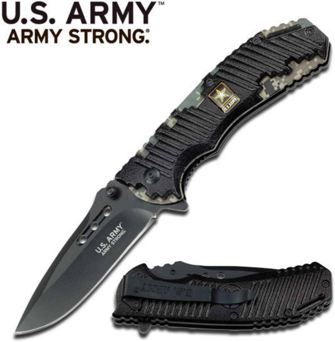 Master Cutlery A-A1015DG US Army 4.5" Folder 4 mm Assisted Blade D Green Ca Aluminum Handle with Clip