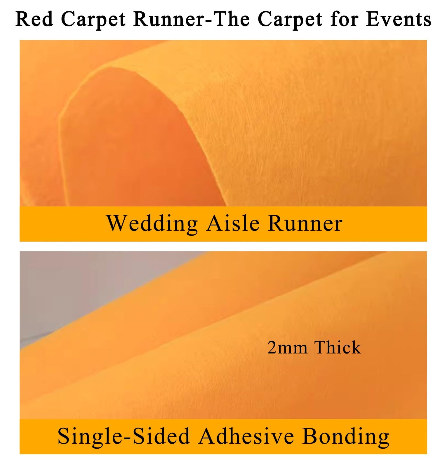 Tappeti Per Corridori Di Corridoio Antiscivolo Con Moquette Spessa Per Decorazioni Per Feste A Tema Per Cerimonie Di Nozze All'aperto Per Interni(Deep orange,3.9x98.4ft)