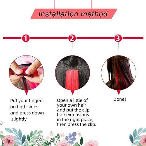 Miniatura 5 de Extensiones de cabello rosa con clip, 22 pulgadas, 10 piezas largas y lacias, para fiestas de niños, niñas y mujeres, sintéticos