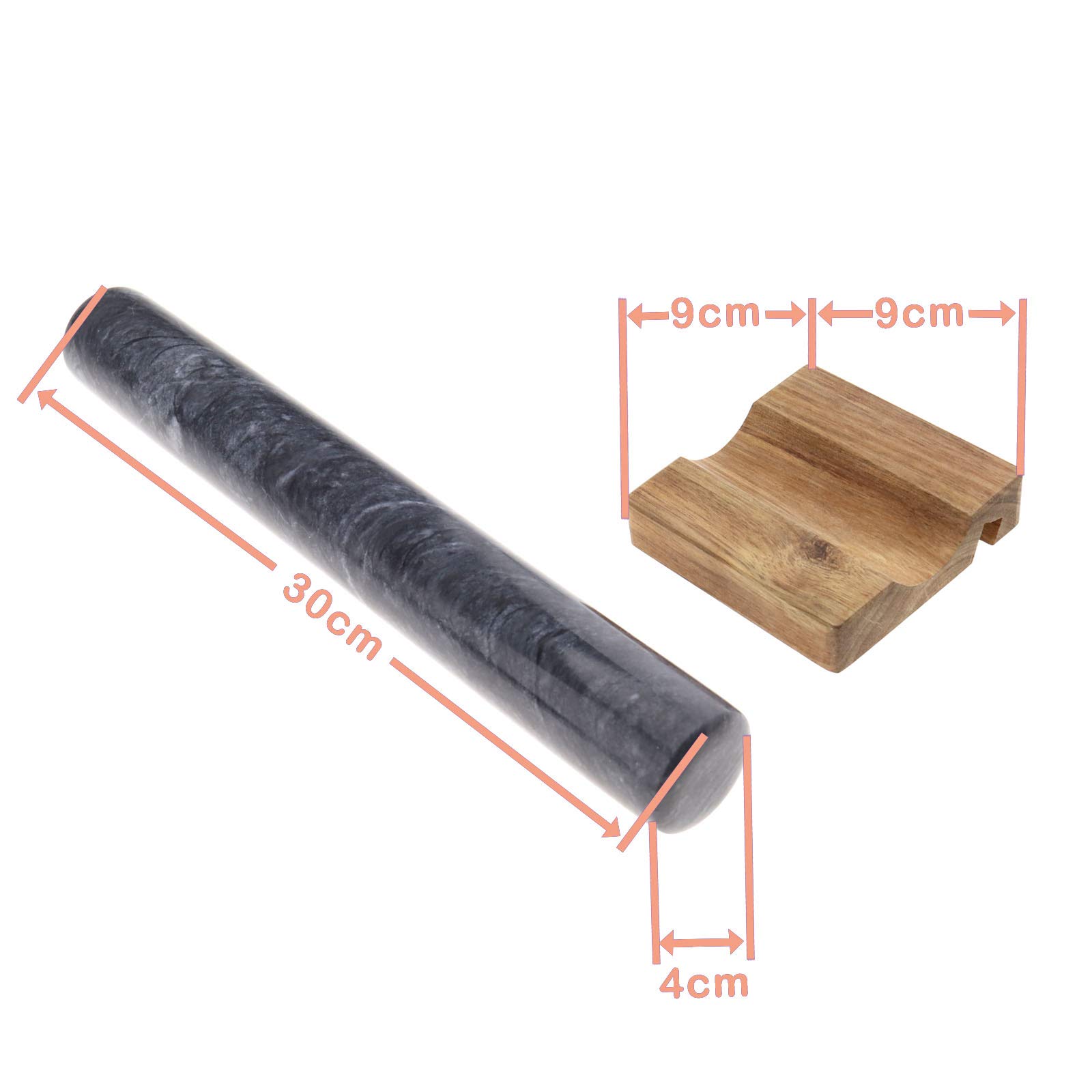 Rouleau à Pâtisserie en Marbre Poli avec Berceau en Bois pour Téléphone Portable