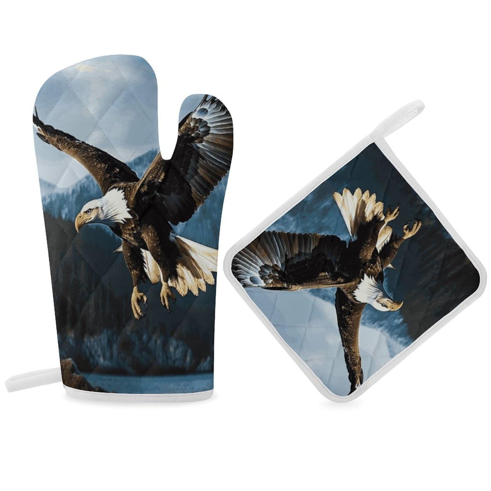 Fodpand Women's Style Eagle At Hunting Oven Mitts And Pot Holders Sets,Oven Gloves For Kitchen Oven Mitts And Potholders For Baking Cooking Grilling Apartment Essentials