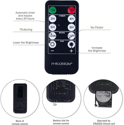 Miniatura 6 de H-BLOSSOM Velas parpadeantes sin llama, pilar de cera real color marfil con cadena de luces incrustadas, velas LED que funcionan con pilas con