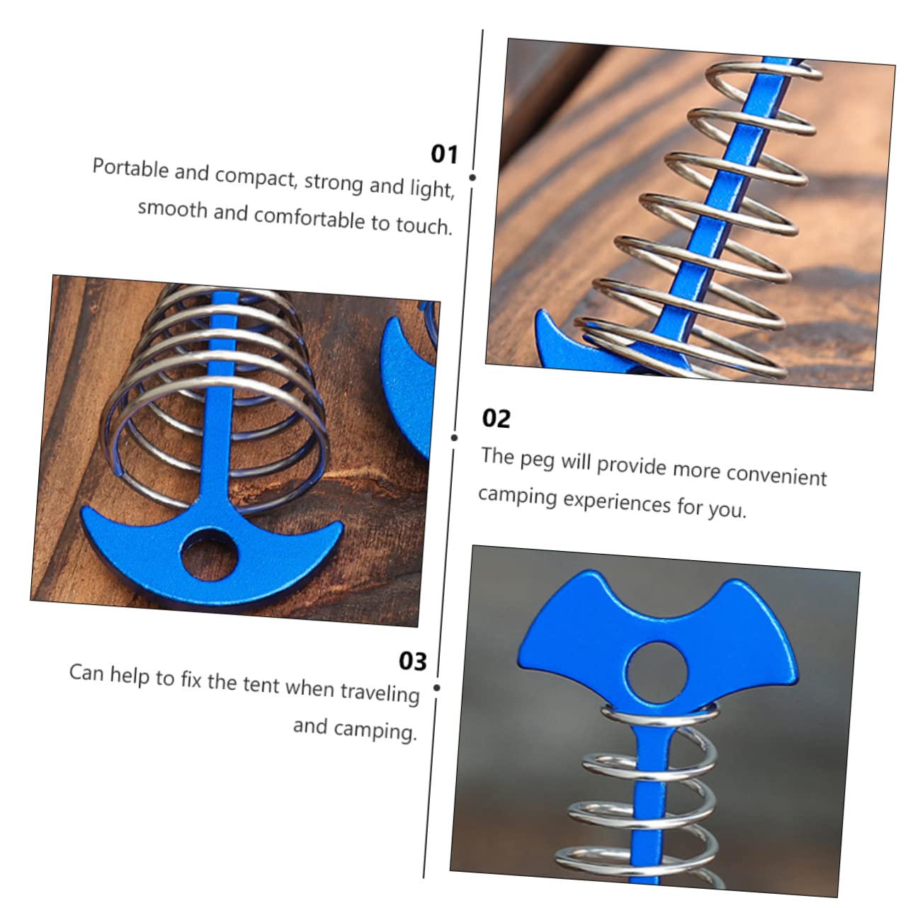 Lot De 4 Piquets De Tente En Aluminium - Crochets à Ressort Rétractables Pour Camping Sur Planches, Sans Perçage