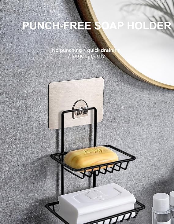 Image of BENAVJI Drill Free Corner Shelf for Bathroom Wall Bathroom Organizer Without Drill Kitchen Rack Pack of 2