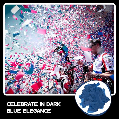 Image of Ultimate Confetti Dark Blue Biodegradable Confetii - Rectangular Fluttering Tissue Paper Confetti for Cannon and Launcher use - Birthday Confeti, Wedding, Parties and Table Decoration - 1 lb, 16 oz