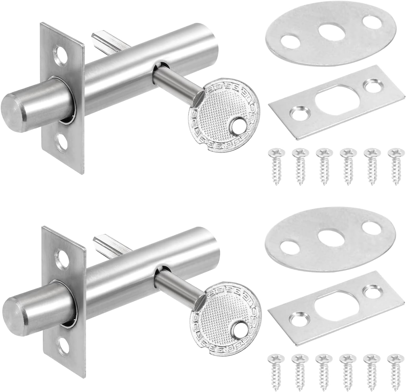 2 Pack Mortice Door Bolts with 2 Keys,Door Security Rack Bolt Stainless ...