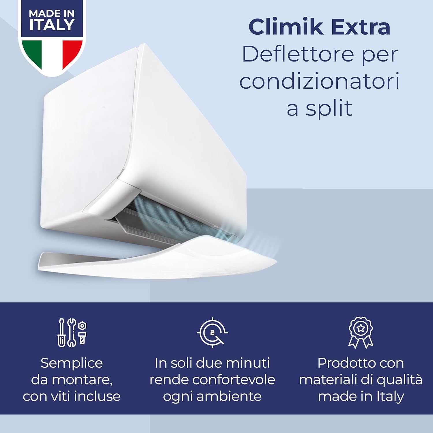 CLIMIK EXTRA, DEFLETTORE PROFESSIONALE PER CONDIZIONATORE & ARIA CONDIZIONATA, 80×30CM, ADATTO PER SPLIT, MADE IN ITALY, PROGETTATO PER DISTRIBUIRE L’ARIA ALL'INTERNO DELL'AMBIENTE DI CASA O LAVORO