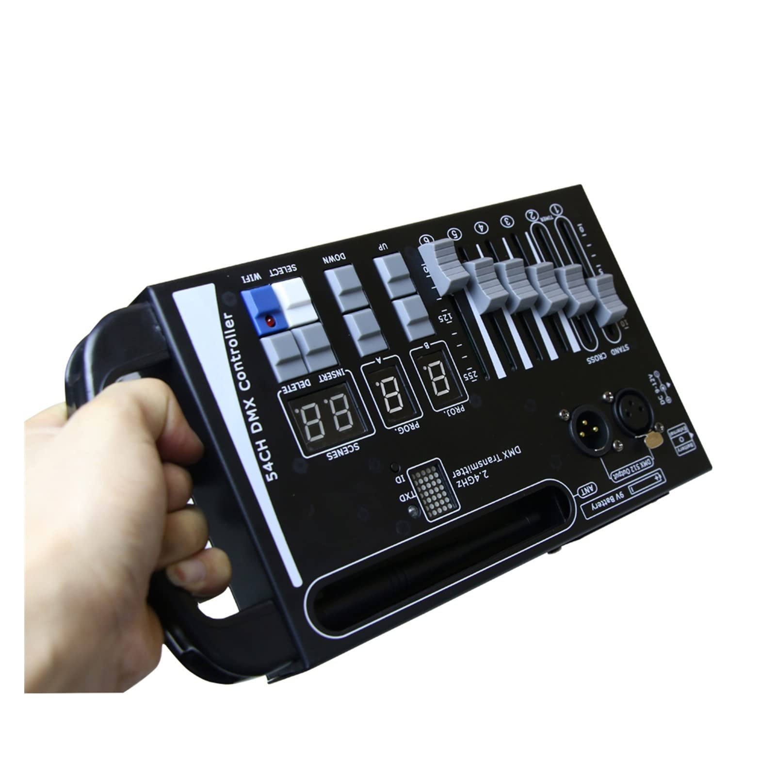 Contrôleur DJ sans Fil DMX512 avec récepteur à Batterie intégré, contrôleur Professionnel pour éclairage de scène et Divertissement à Domicile (DX0189)