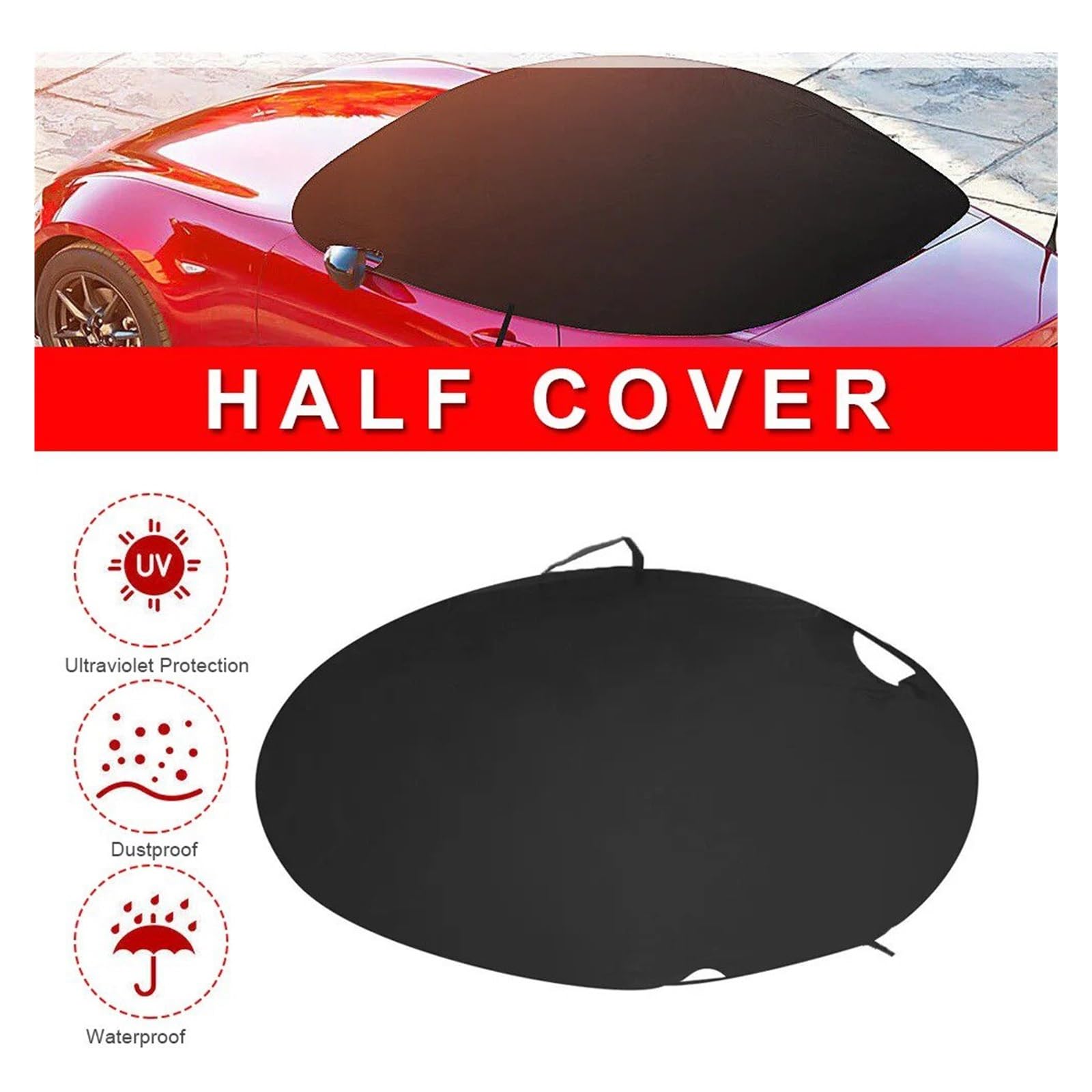 Copriparabrezza Inverno Esterno per Mazda per MX-5 MK1 MK2 MK2.5 SoftTop Tetto Proteggi Mezza Copertura Impermeabile Anti UV Tenda da Sole Copertura 420D Accessori(Black)