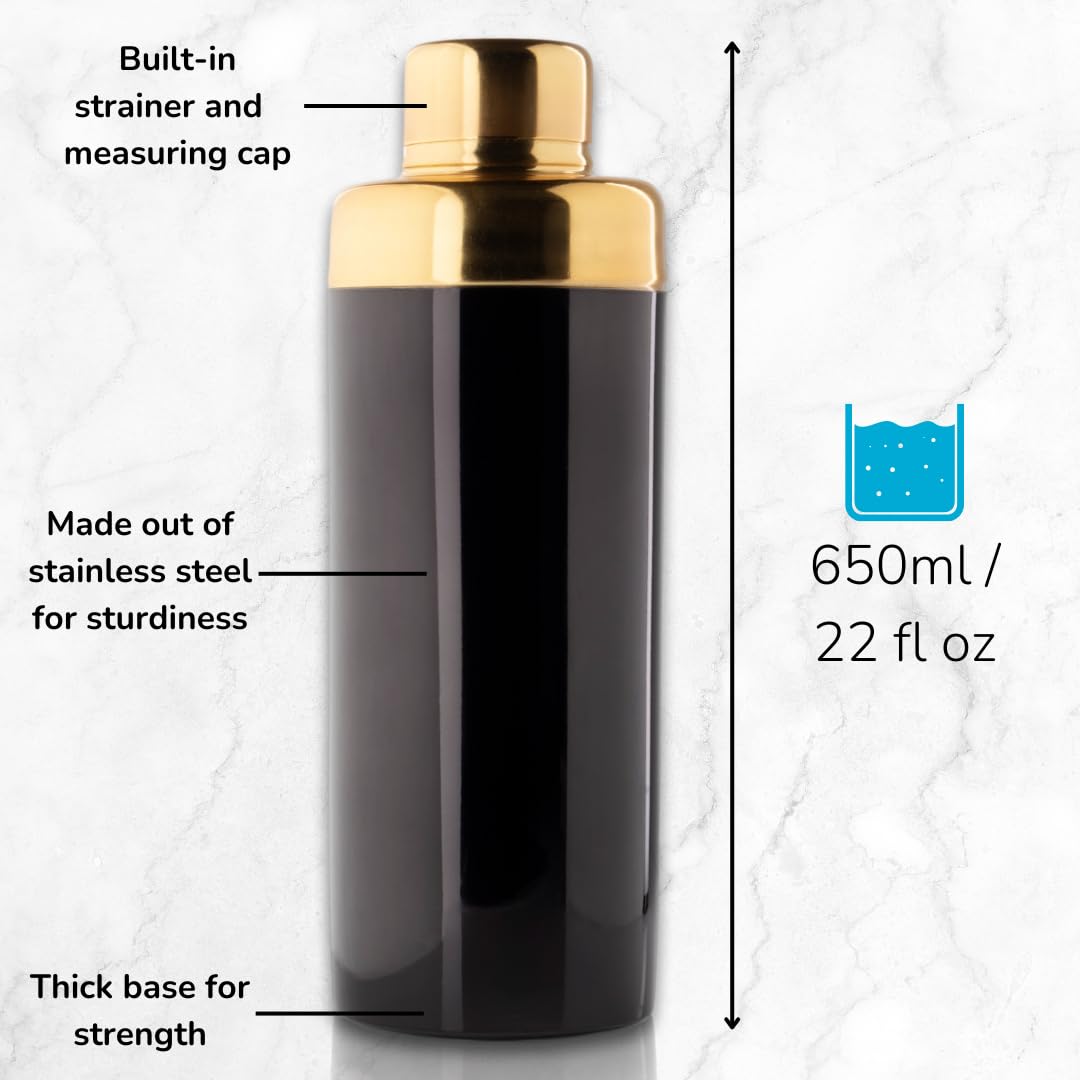Stainless Steel Cobbler Cocktail Shaker Tool, 500ml (17fl oz). Built-in Ice Strainer - Image 4