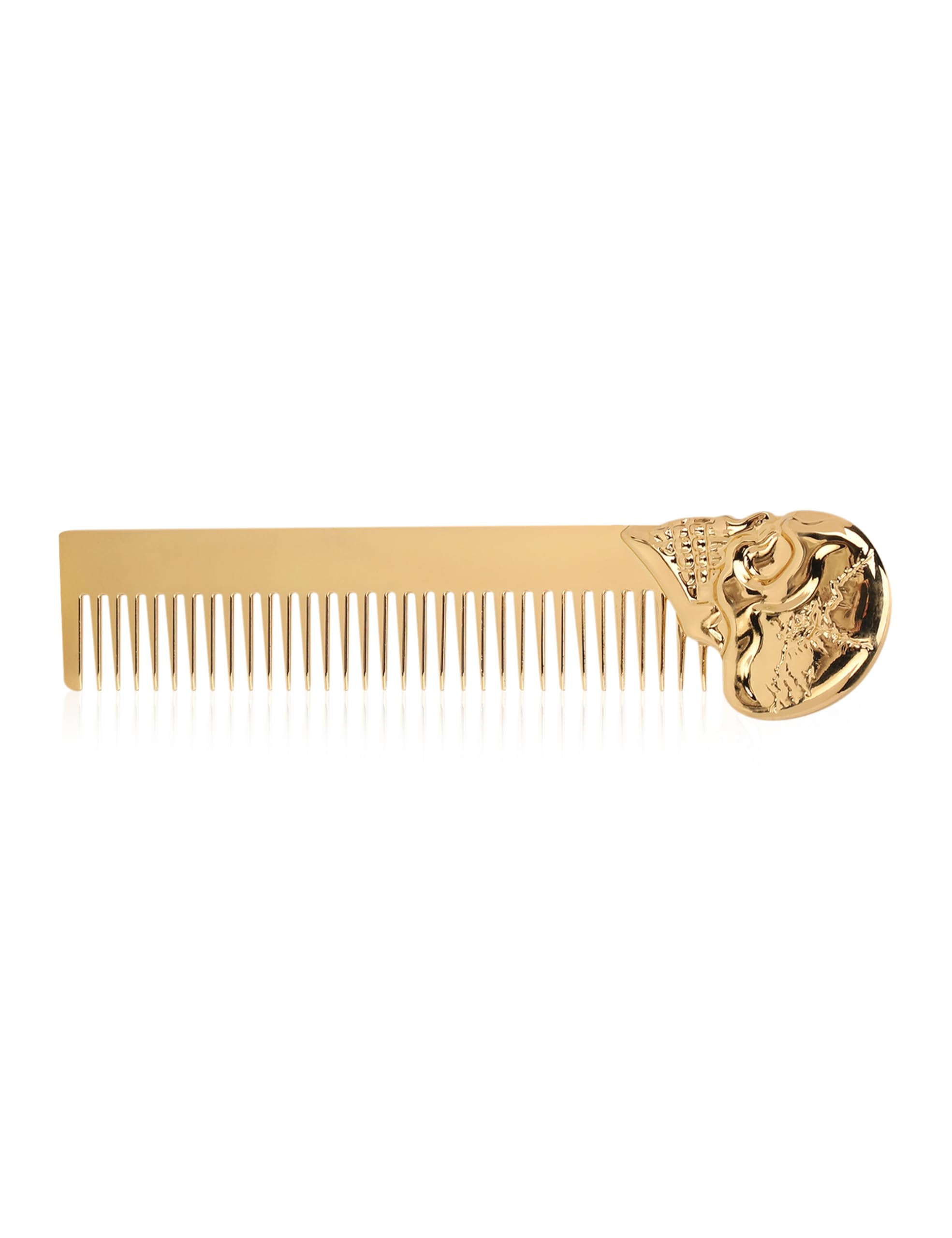 Dioche Oil Hair Styling Spring Comb, Zinc Alloy Skull Pattern Hair & Beard Brush for Men, Gold Portable Tool for Home/Salon