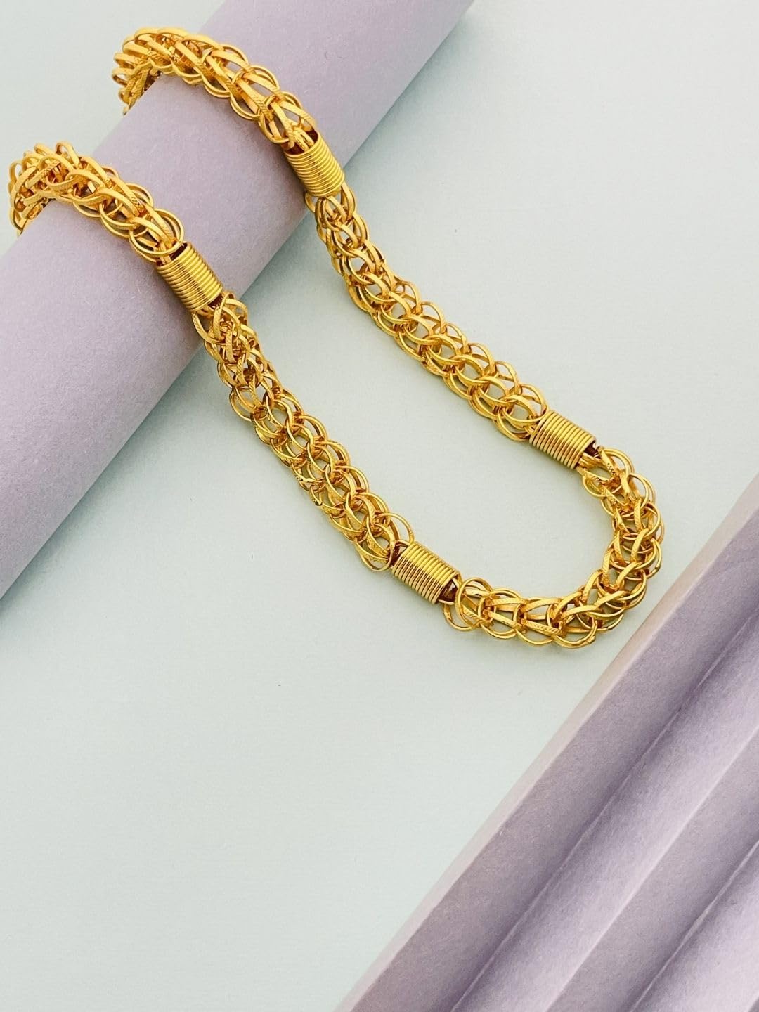 Gold Chain for Men and Boys, Gold Finish Brass Metal Neck Chain 18 Inch, Fashion Jewelry Accessory-picture-20
