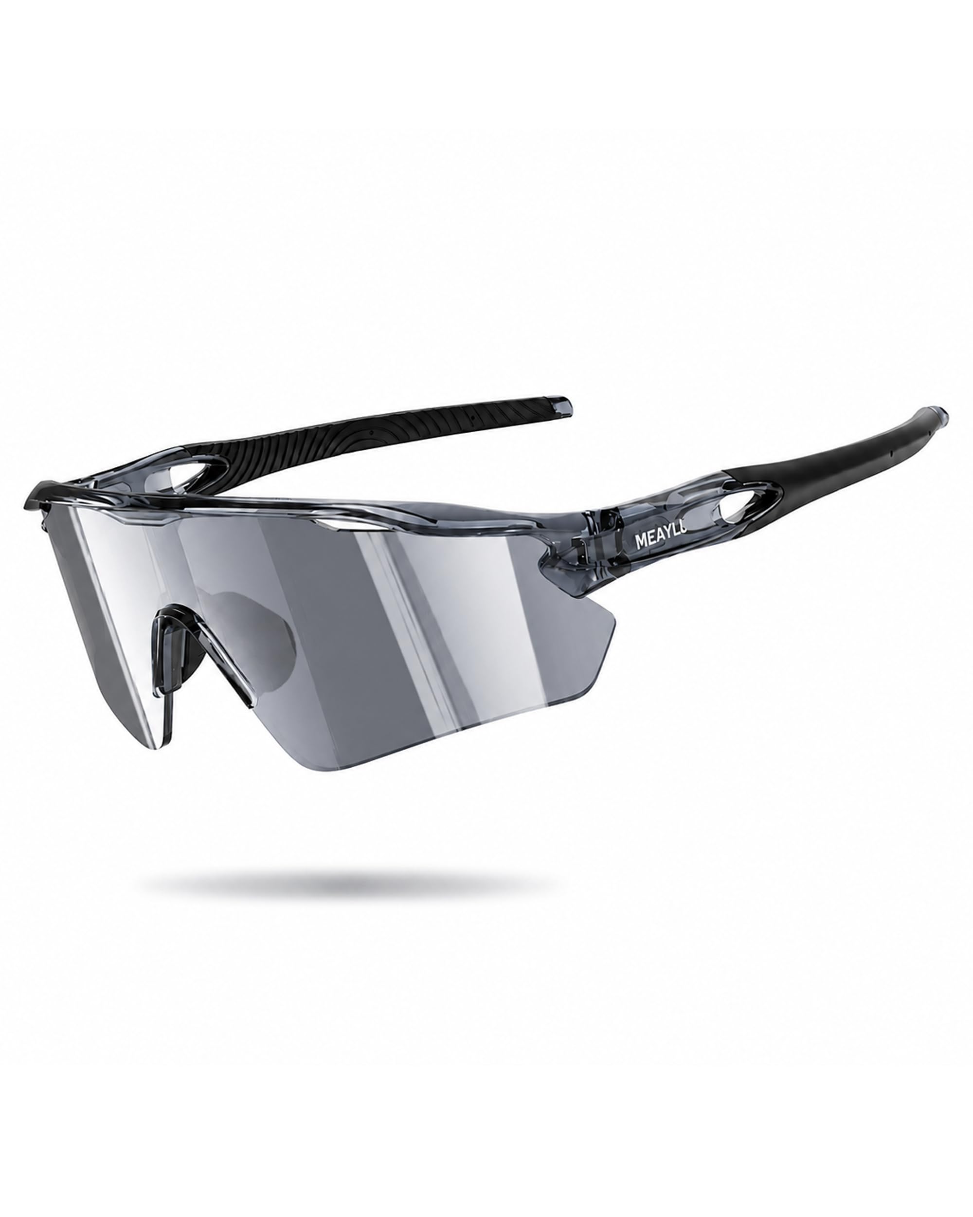 Meayll Fahrradbrille Herren Schnelle Brille Damen | UV400 Sonnenbrille Schutzbrille, TR90 Frame mit Verstellbaren Nasenflügel MTB Sportbrille Laufbrille Sunglasses für Fahrrad Angeln Ebike Laufen