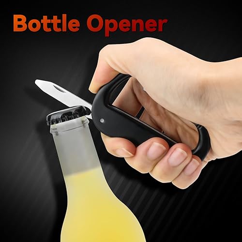 Miniatura 4 de Mosquetón multiherramienta con cuchillo de bolsillo, regalos para hombres, abrebotellas, lima de uñas, tijeras pequeñas, mosquetones EDC, equipo de