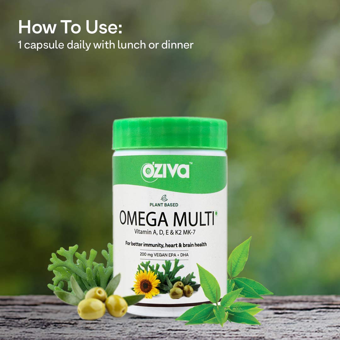 OZiva Plant Based Omega Multi (Vegan Omega 3, 200mg EPA + DHA
