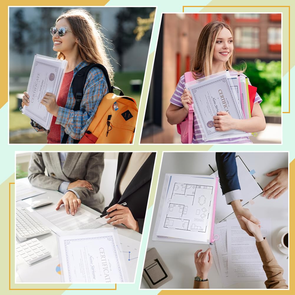 40 sobres de plástico transparente con cremallera, 25 x 32,5 cm, soporte para documentos y documentos con cremallera, bolsas expandibles para almacenamiento de lápices de papel, suministros