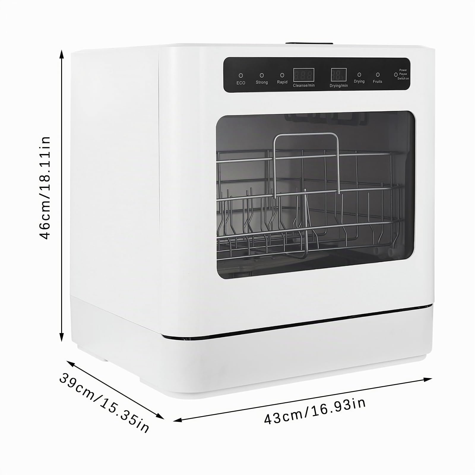 Mini lavavajillas, lavavajillas de mesa independiente, lavavajillas para 6-8 cubiertos, táctil, 52 dB, mini lavavajillas de mesa con conexión de agua utilizable, blanco