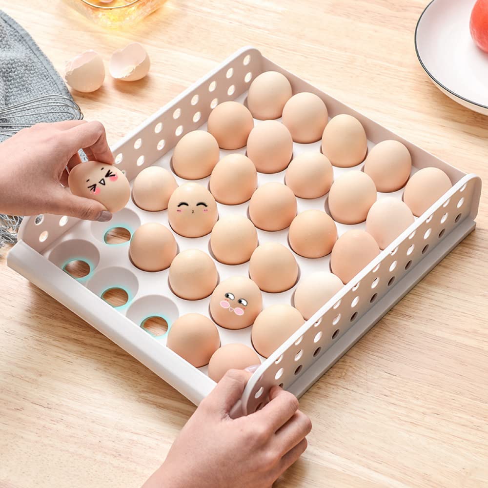 YXSH Caja De Almacenamiento De Rejilla para Huevos para El Hogar Cajón Apilable De Múltiples Capas Cocina De Plástico Soporte para Rejilla De Almacenamiento De Huevos De 30 Compartimentos