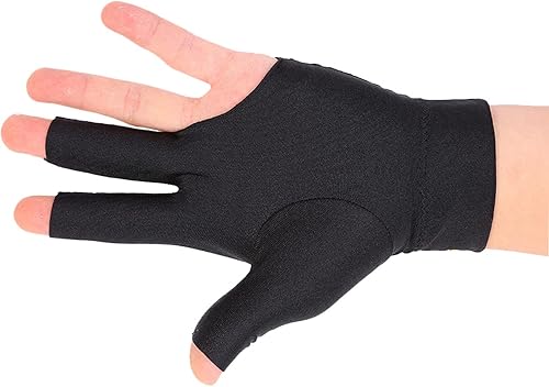 Miniatura 7 de Guante de billar de tres dedos de elastano, transpirable y cómodo, guantes de billar para mano izquierda, guante de billar para billar para billar