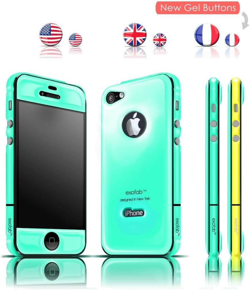 exofab iPhone 4/4S ultra-thin skin / case. Handsfree selfie. (Screen protector included) Color: Mint Green