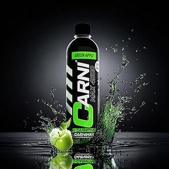 CARNIMAX L-Carnitine – Green Apple – 0g Sugar, 4500mg L-Carnitine, Electrolytes, CLA + Chromium, B Complex Vitamins – Maximum Fat Burn, Pre-Workout Drink, 500ml (Pack of 12)